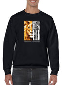 Lion Head Portrait In Us Flag Sweatshirt Men's -GoatDeals Designs