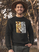 Lion Head Portrait In Us Flag Sweatshirt Men's -GoatDeals Designs
