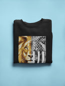Lion Head Portrait In Us Flag Sweatshirt Men's -GoatDeals Designs