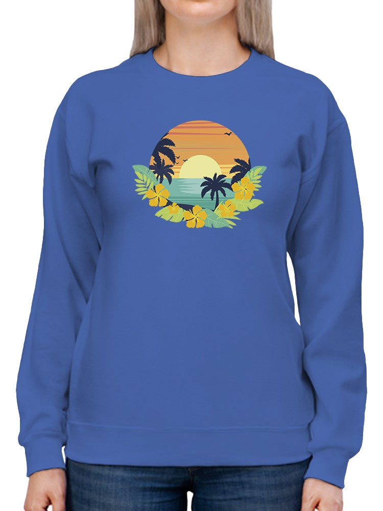 Peaceful Tropical Sunset Sweatshirt Women's -GoatDeals Designs