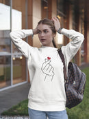 Minimalist Finger Heart Symbol  Sweatshirt Women's -GoatDeals Designs