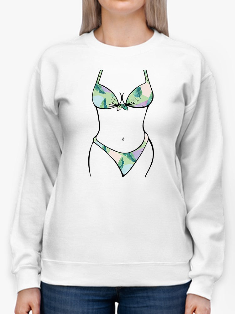 Bikini Body With Leaf Pattern Sweatshirt Women's -GoatDeals Designs