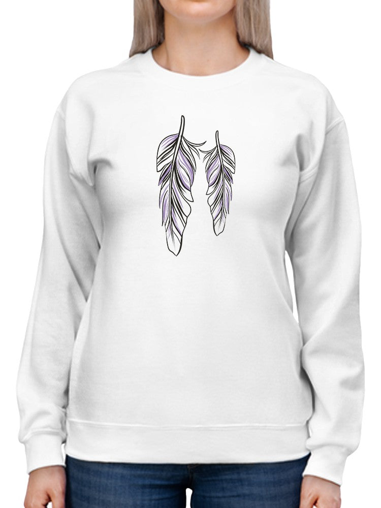 2 Purple And White Feathers Sweatshirt Women's -GoatDeals Designs