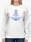 Jesus Is My Anchor Cartoon Image Sweatshirt Women's -GoatDeals Designs