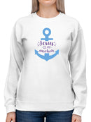 Jesus Is My Anchor Cartoon Image Sweatshirt Women's -GoatDeals Designs