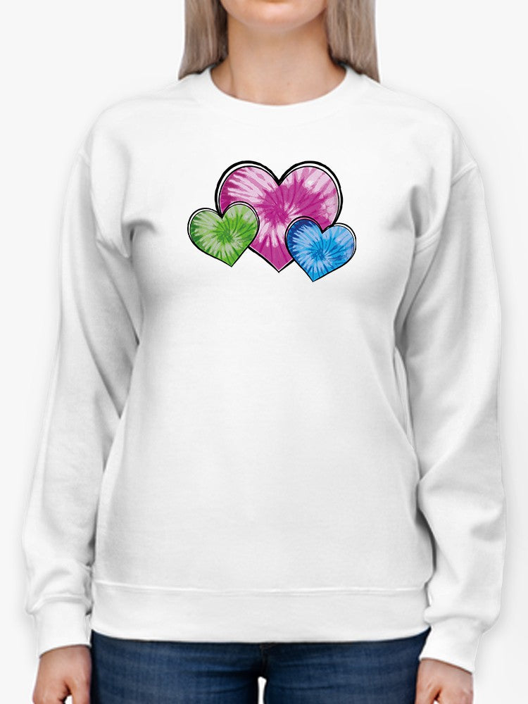 3 Colored Hearts Sweatshirt Women's -GoatDeals Designs