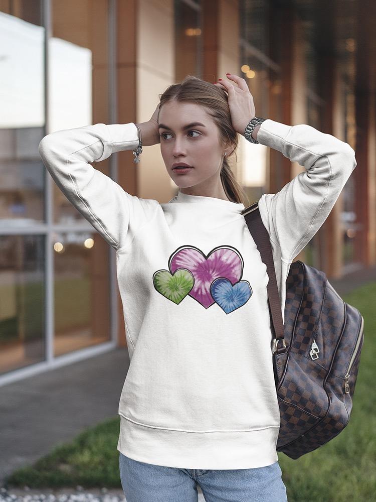 3 Colored Hearts Sweatshirt Women's -GoatDeals Designs