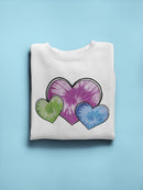 3 Colored Hearts Sweatshirt Women's -GoatDeals Designs