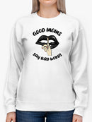 Black Glossy Lips With Mom Quote Sweatshirt Women's -GoatDeals Designs