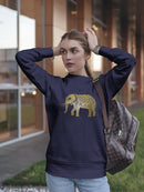 Elephant In Gold Mandala Pattern Sweatshirt Women's -GoatDeals Designs