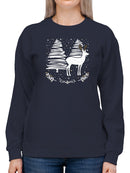 Snowy Reindeer In White Sweatshirt Women's -GoatDeals Designs