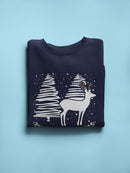 Snowy Reindeer In White Sweatshirt Women's -GoatDeals Designs