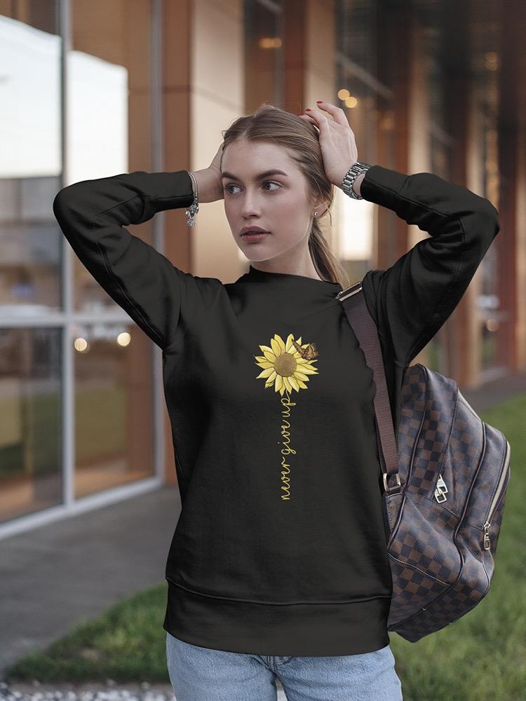 Never Give Up In Yellow Cursive Sweatshirt Women's -GoatDeals Designs