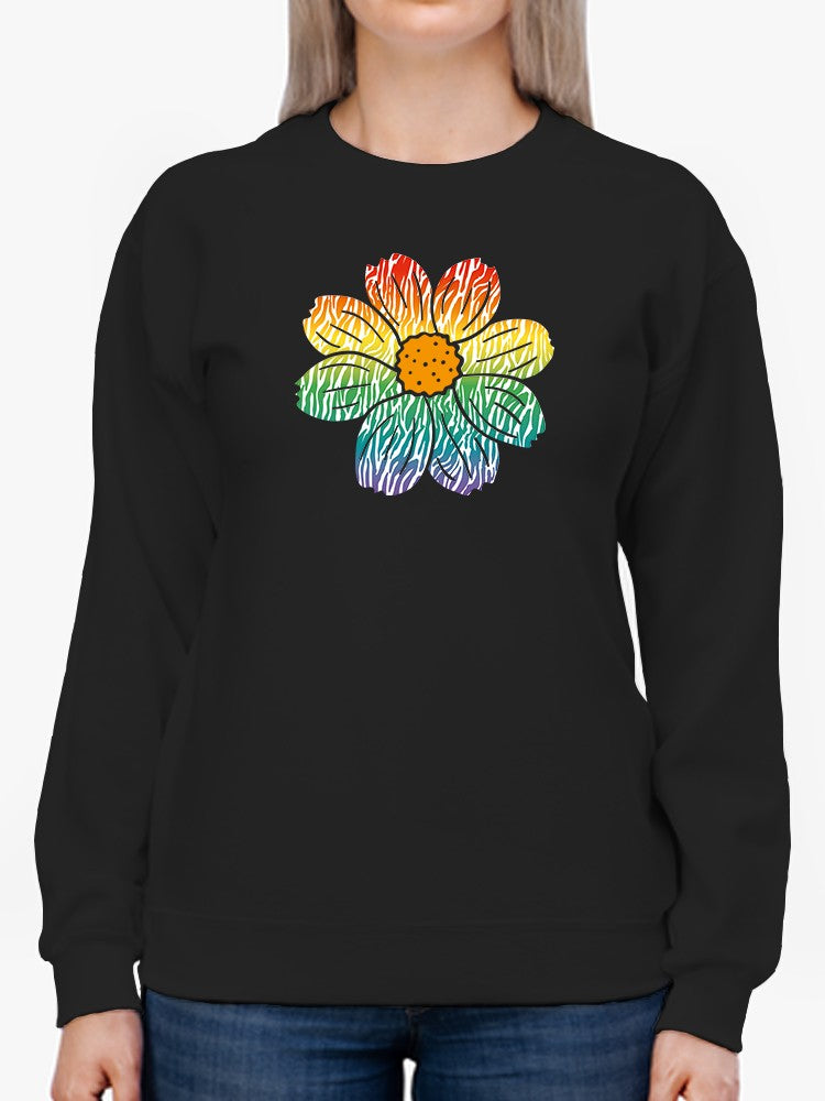 Big Daisy With Rainbow Petals Sweatshirt Women's -GoatDeals Designs