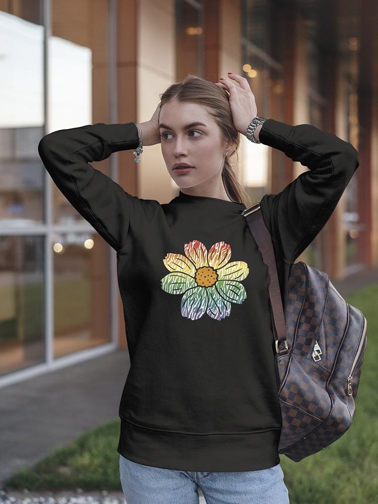 Big Daisy With Rainbow Petals Sweatshirt Women's -GoatDeals Designs