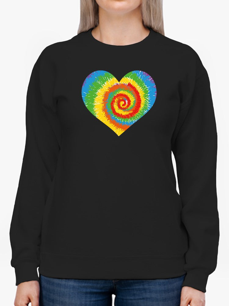 Heart With Psychedelic Spiral Sweatshirt Women's -GoatDeals Designs