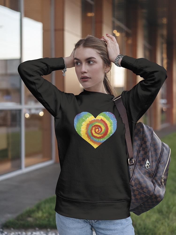 Heart With Psychedelic Spiral Sweatshirt Women's -GoatDeals Designs