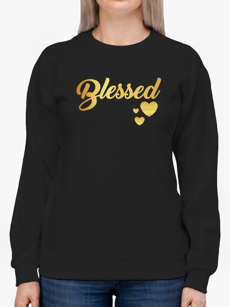 Blessed Title In Golden Font Sweatshirt Women's -GoatDeals Designs