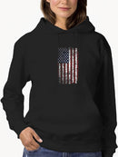 Vertical American Flag Scratched Hoodie Women's -GoatDeals Designs