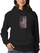 Vertical American Flag Scratched Hoodie Women's -GoatDeals Designs