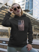 Vertical American Flag Scratched Hoodie Women's -GoatDeals Designs