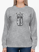 Glass Jar With Daisy Flowers Sweatshirt Women's -GoatDeals Designs
