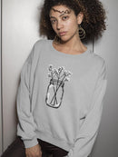 Glass Jar With Daisy Flowers Sweatshirt Women's -GoatDeals Designs