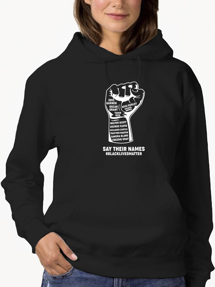 Raised Fist With Names Drawing Hoodie Women's -GoatDeals Designs