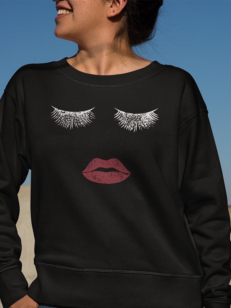 Lips And Closed Eyes Sweatshirt Women's -GoatDeals Designs