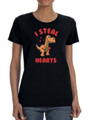 Dinosaur Steals Hearts Shaped Tee Women's -GoatDeals Designs