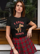 Dinosaur Steals Hearts Shaped Tee Women's -GoatDeals Designs
