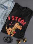 Dinosaur Steals Hearts Shaped Tee Women's -GoatDeals Designs