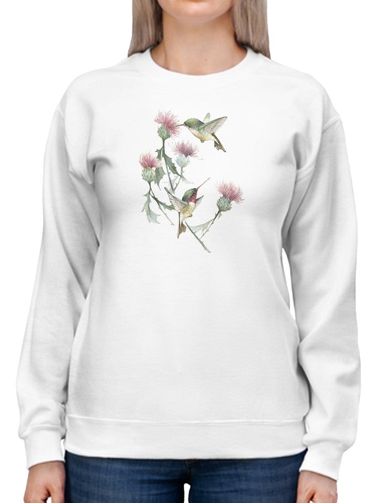 Hummingbirds And Flowers Sweatshirt Women's -GoatDeals Designs