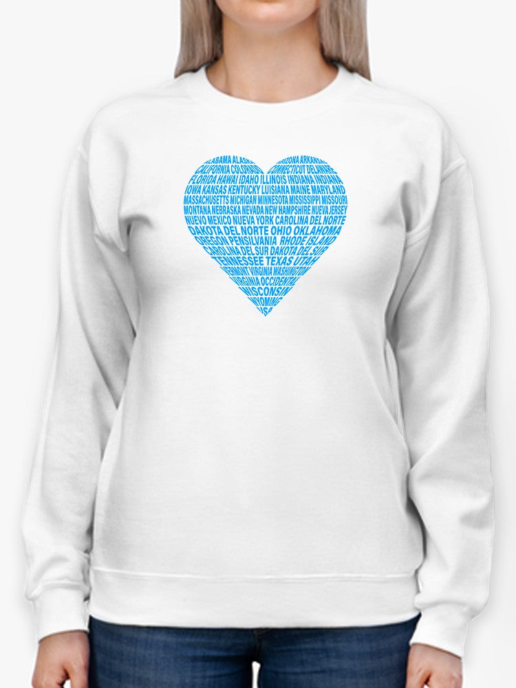 Heart Shaped States Sweatshirt Women's -GoatDeals Designs