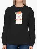 Cute Llama With A Wreath Sweatshirt Women's -GoatDeals Designs