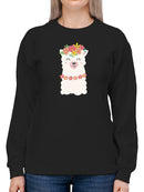 Cute Llama With A Wreath Sweatshirt Women's -GoatDeals Designs