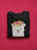 Cute Llama With A Wreath Sweatshirt Women's -GoatDeals Designs