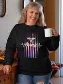 Usa Nurse Flag Sweatshirt Women's -GoatDeals Designs