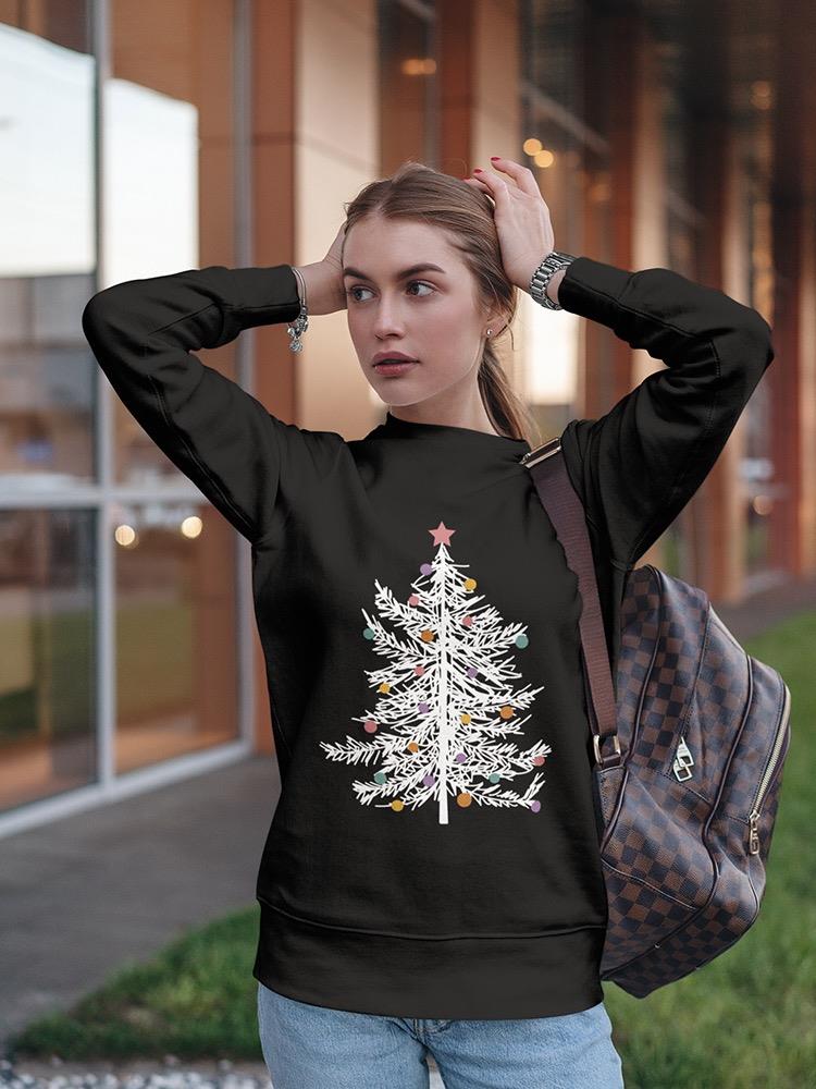 White Christmas Tree Design Women's Sweatshirt