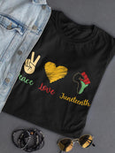 Peace,Love,Juneteenth Tee Women's -GoatDeals Designs