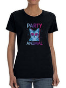 Party Animal Cat With Glasses Tee Women's -SmartPrintsInk Designs