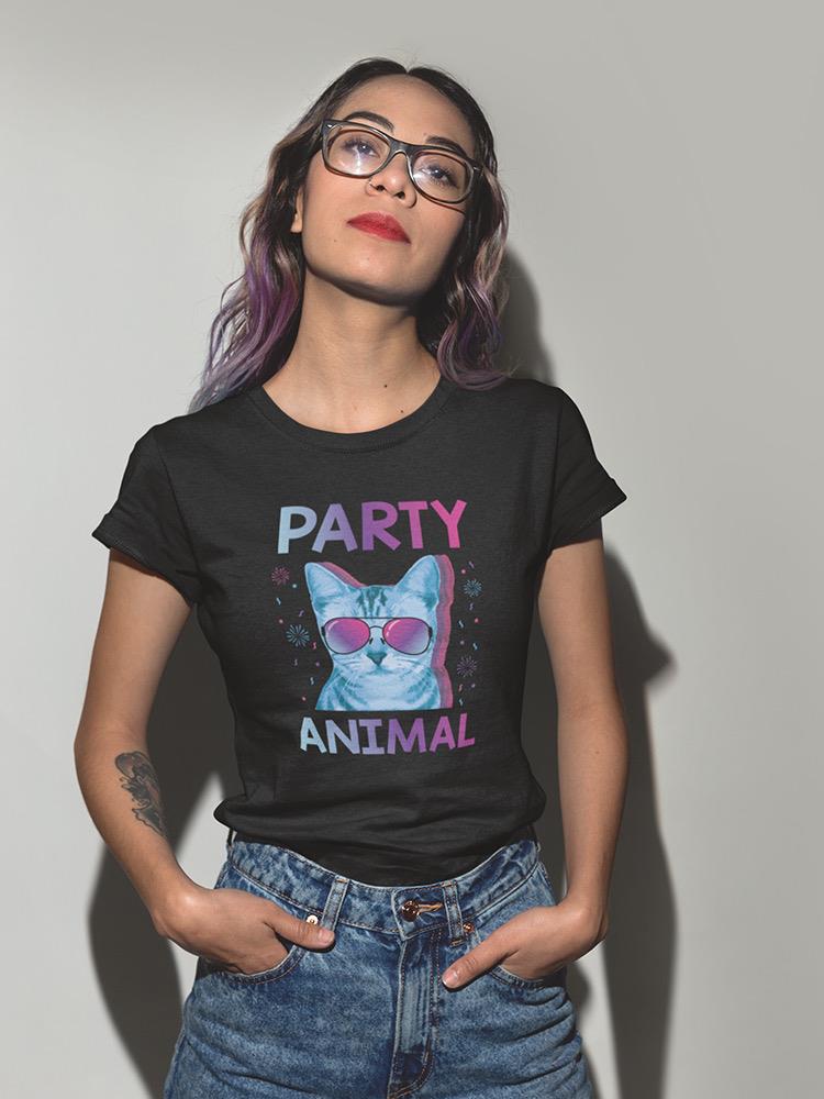 Party Animal Cat With Glasses Tee Women's -SmartPrintsInk Designs