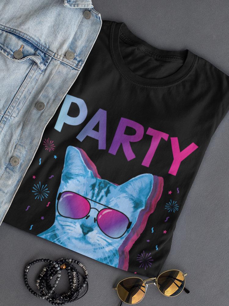 Party Animal Cat With Glasses Tee Women's -SmartPrintsInk Designs