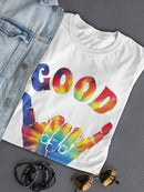 Good Vibes With Hand Sign Tee Women's -SmartPrintsInk Designs
