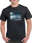 Wolves And Moon. Tee Men's -SmartPrintsInk Designs