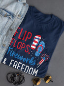 Flip Flops Fireworks And Freedom Tee Women's -SmartPrintsInk Designs