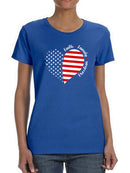 Heart And Flag Tee Women's -SmartPrintsInk Designs