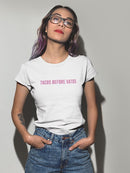 Tacos Before Vatos Spanish T-shirt Women's -SmartPrintsInk Designs