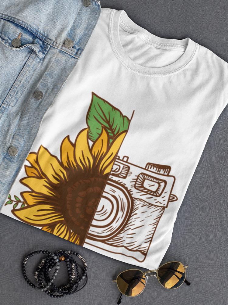 Camera And Sunflower T-shirt Women's -SmartPrintsInk Designs