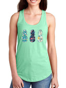 Tropical And Floral Pineapple Racerback Tank -SmartPrintsInk Designs